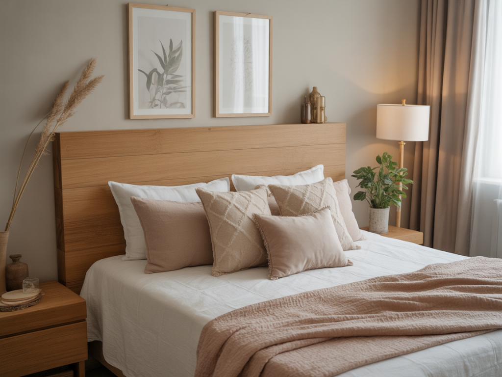 Idées de tête de lit avec un panneau tasseau de bois